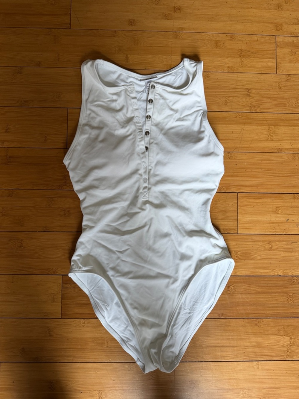 New Andie 1 piece white snap swimsuit m